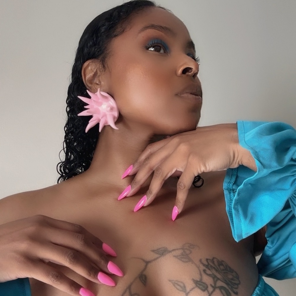 Baby doll Pink Spike Statement Earrings